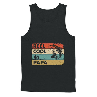 Vintage Reel Cool Papa Fish Fishing Fathers Day-T-Shirt & Hoodie-Unisex Tank-Black