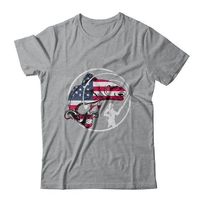 American Flag Fishing Vintage 4Th July Gifts-T-Shirt & Hoodie-Classic T-Shirt-Sport Grey