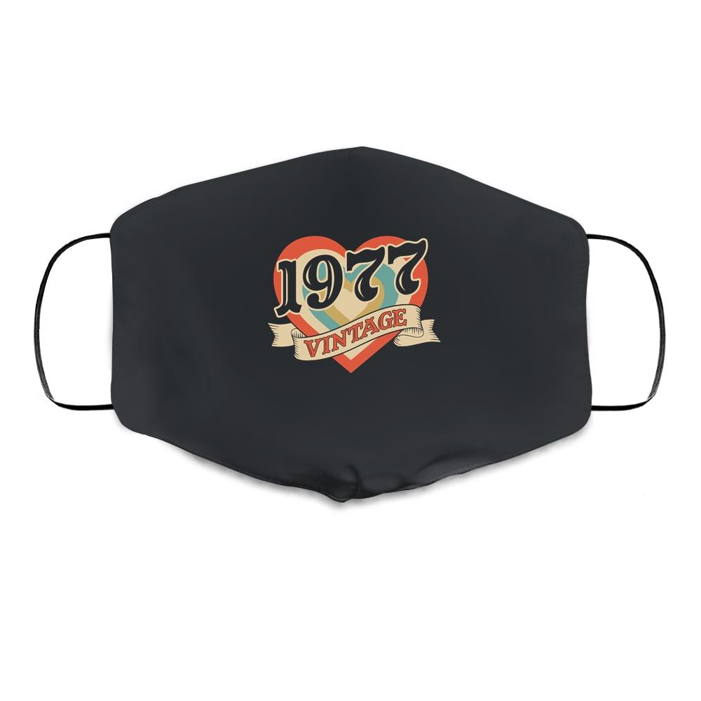 44th Birthday Gifts Classic Retro Heart Vintage 1977 Cloth Face Mask-Cloth Face Mask-Cloth Face Mask-Black