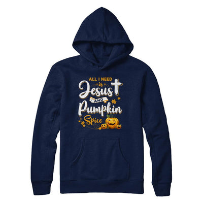 All I Need Is Jesus And Pumpkin Spice Halloween-T-Shirt & Sweatshirt-Pullover Hoodie-Navy