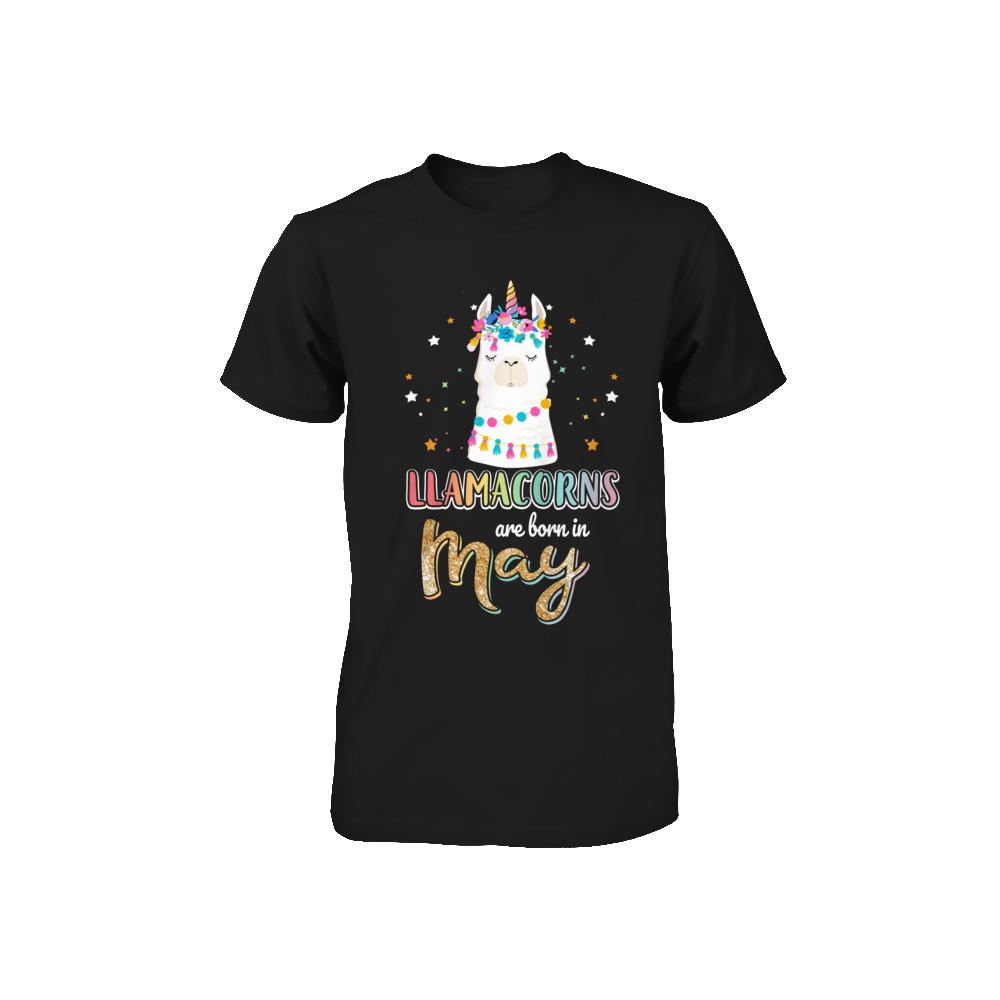 Llama Unicorn Llamacorns Born In May Birthday Gift Youth-Youth Shirt-Toddler T-Shirt-Black