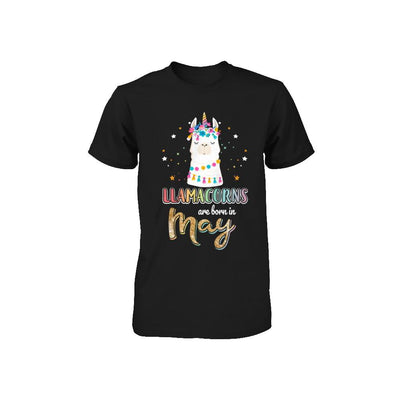 Llama Unicorn Llamacorns Born In May Birthday Gift Youth-Youth Shirt-Toddler T-Shirt-Black