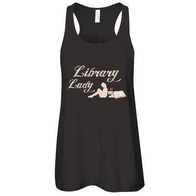 Library Lady Read Book Lover-T-Shirt & Tank Top-Women's Flowy Racerback Tank-Black