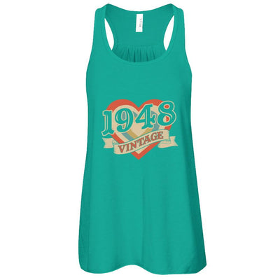 Vintage Retro Classic Heart Made In 1948-T-Shirt & Tank Top-Women's Flowy Racerback Tank-Kelly