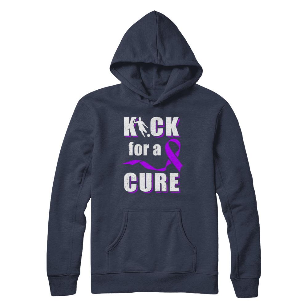Kick For A Cure Soccer Alzheimers Pancreatic Lupus Awareness-T-Shirt & Hoodie-Pullover Hoodie-Navy