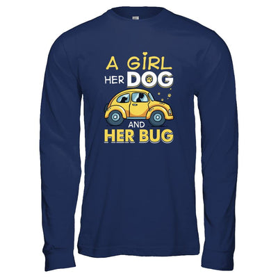 A Girl Her Dog And Her Bug-T-Shirt & Tank Top-Long Sleeve T-Shirt-Navy