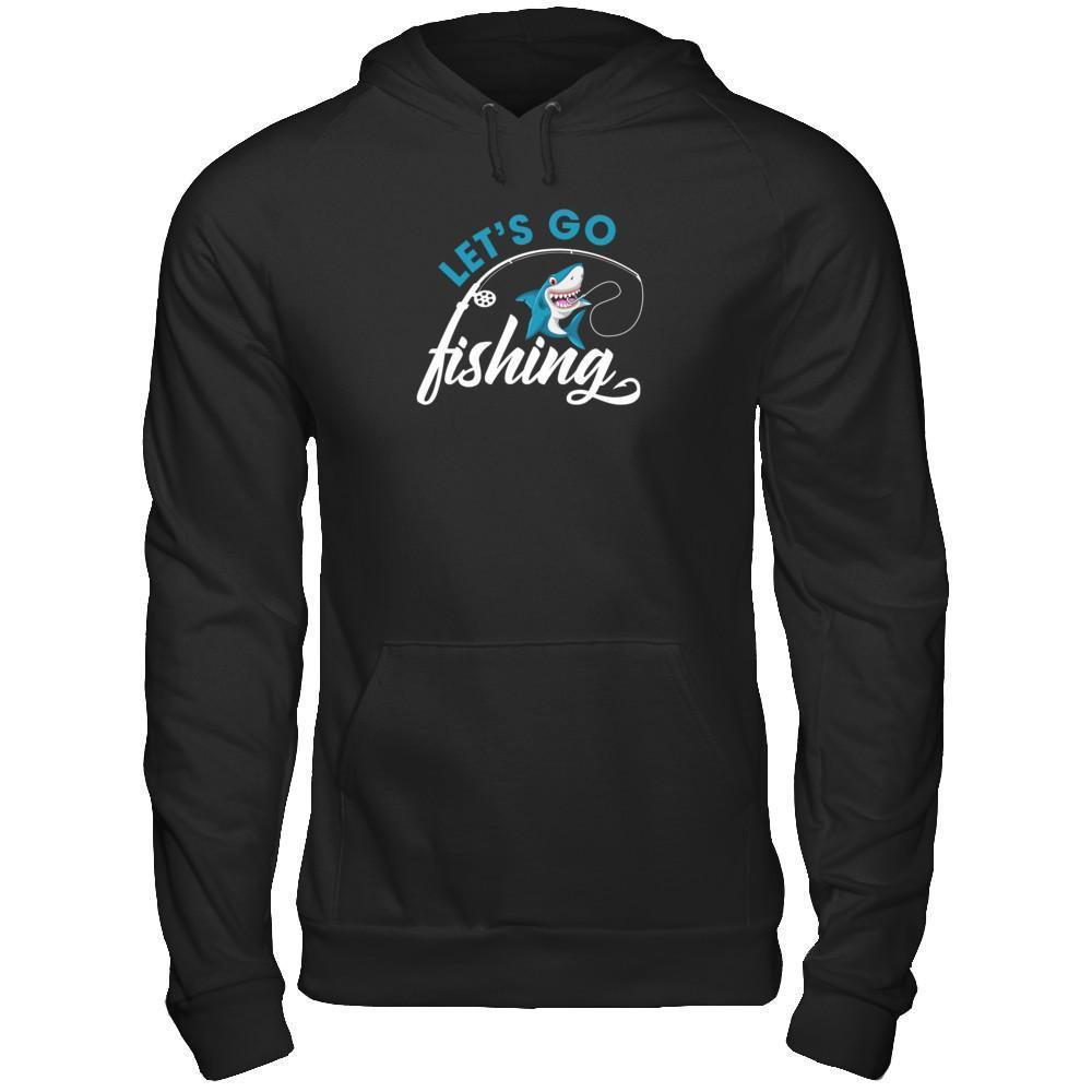 Let's Go Fishing Shark Lovers-T-Shirt & Tank Top-Pullover Hoodie-Black