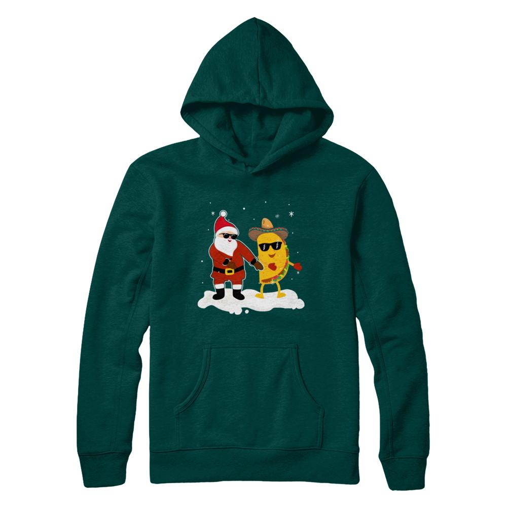 Flossing Santa Claus Taco Christmas Pajamas Gifts-T-Shirt & Sweatshirt-Pullover Hoodie-Deep Forest