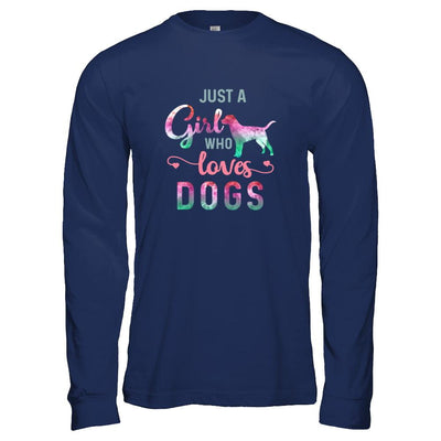 Just A Girl Who Loves Dogs Dog Lover-T-Shirt & Tank Top-Long Sleeve T-Shirt-Navy