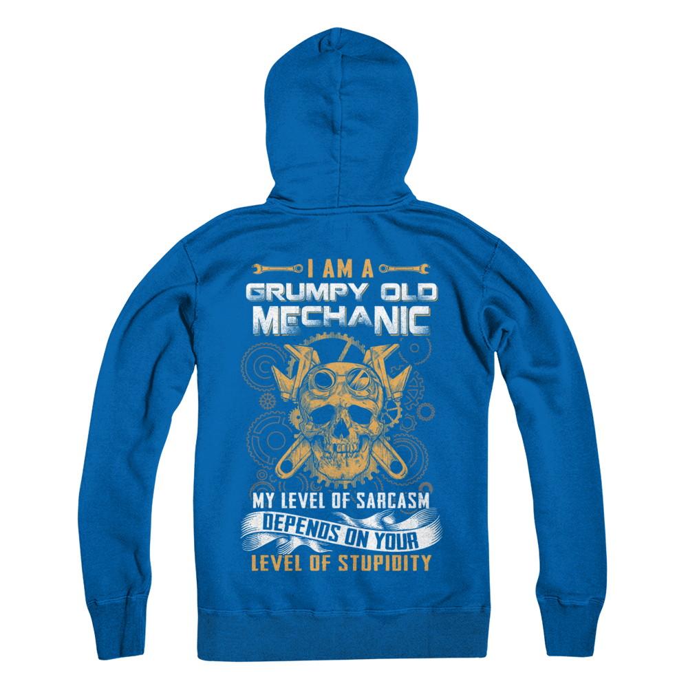 I'm A Grumpy Old Mechanic My Level Of Sarcasm-T-Shirt & Hoodie-Pullover Hoodie-Royal