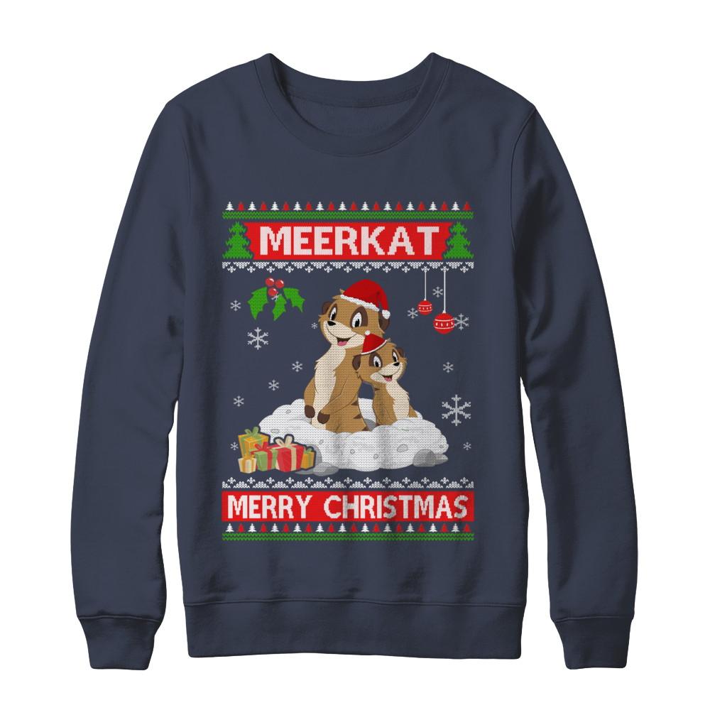 Meerkat Xmas Pajama Ugly Christmas Sweater-T-Shirt & Sweatshirt-Crewneck Sweatshirt-Navy