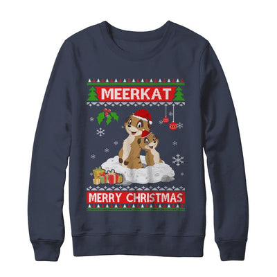 Meerkat Xmas Pajama Ugly Christmas Sweater-T-Shirt & Sweatshirt-Crewneck Sweatshirt-Navy