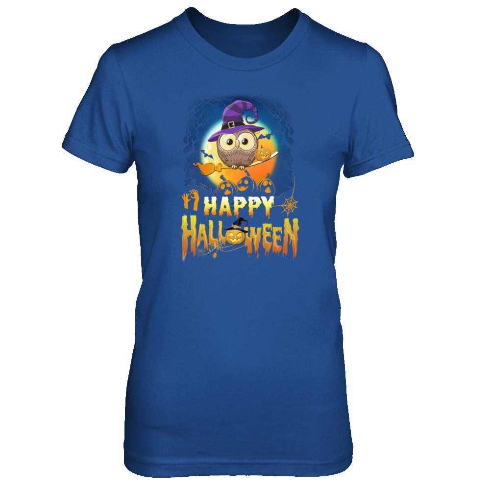 Happy Halloween Owl Witch-T-Shirt & Tank Top-Women's T-Shirt-Royal