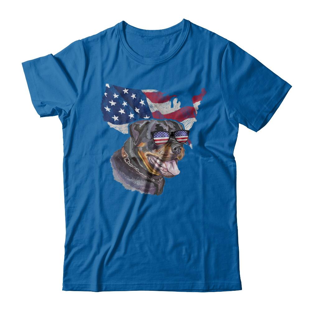 Funny Patriot Rottweiler Dog 4Th Of July American Flag-T-Shirt & Hoodie-Classic T-Shirt-Royal