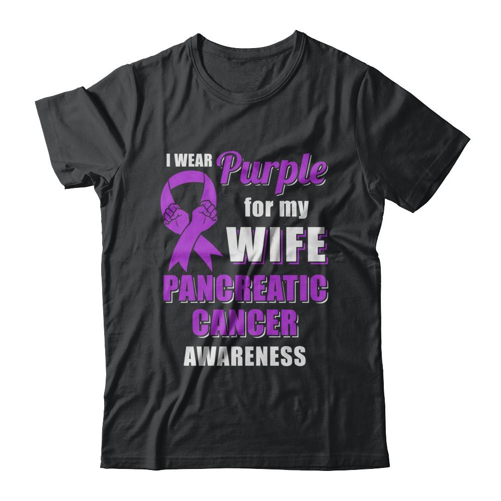 I Wear Purple For My Wife Pancreatic Cancer Husband-T-Shirt & Hoodie-Classic T-Shirt-Black