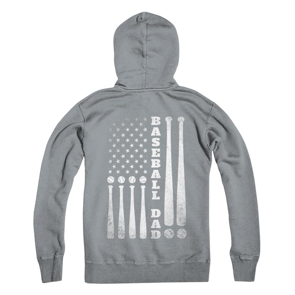 American Flag Vintage Baseball Dad Father's Day-T-Shirt & Hoodie-Hanes - Heavyweight Pullover Hoodie-Light Steel