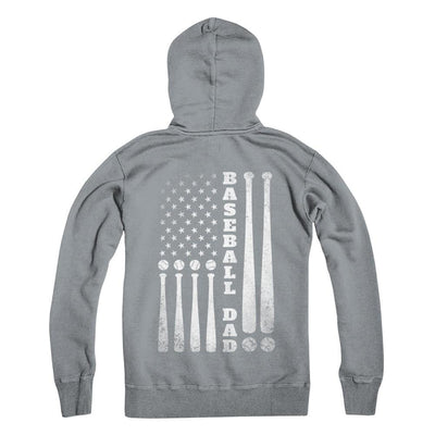 American Flag Vintage Baseball Dad Father's Day-T-Shirt & Hoodie-Hanes - Heavyweight Pullover Hoodie-Light Steel