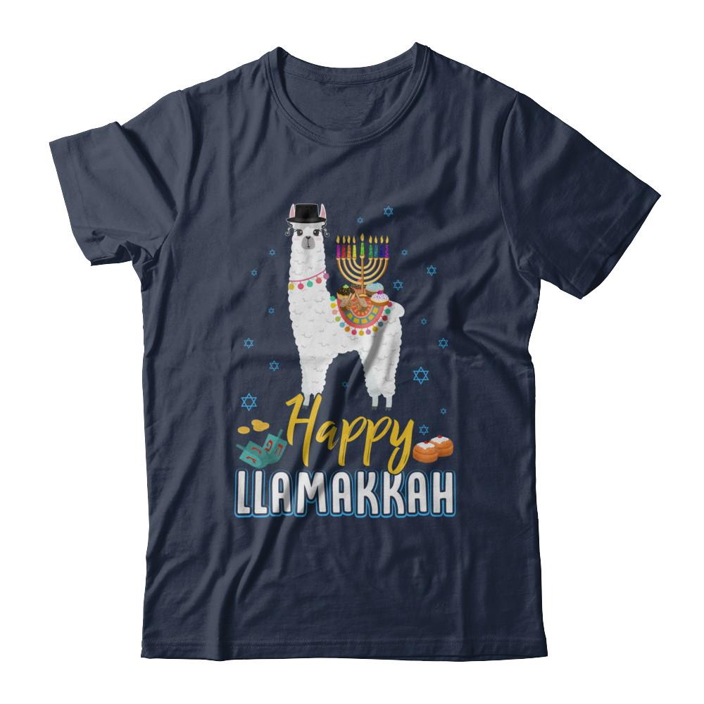 Funny Happy Llamakkah Hanukkah Llama-T-Shirt & Sweatshirt-Classic T-Shirt-Navy