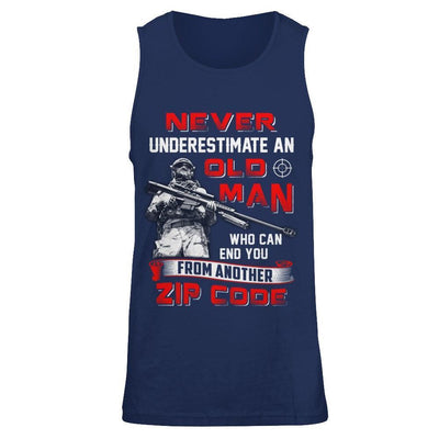 Never Underestimate An Old Man Who Can End You-T-Shirt & Hoodie-Unisex Tank-Navy