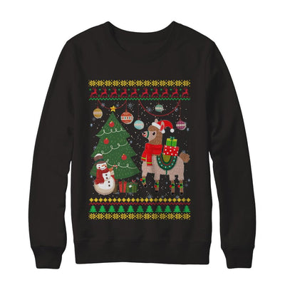 Funny Llama Christmas Cute Family Ugly Sweater-T-Shirt & Sweatshirt-Crewneck Sweatshirt-Black