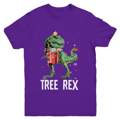 Christmas Tree For Kids Boys T Rex Dinosaur Xmas Gifts Youth-Youth Shirt-Youth T-Shirt-Purple