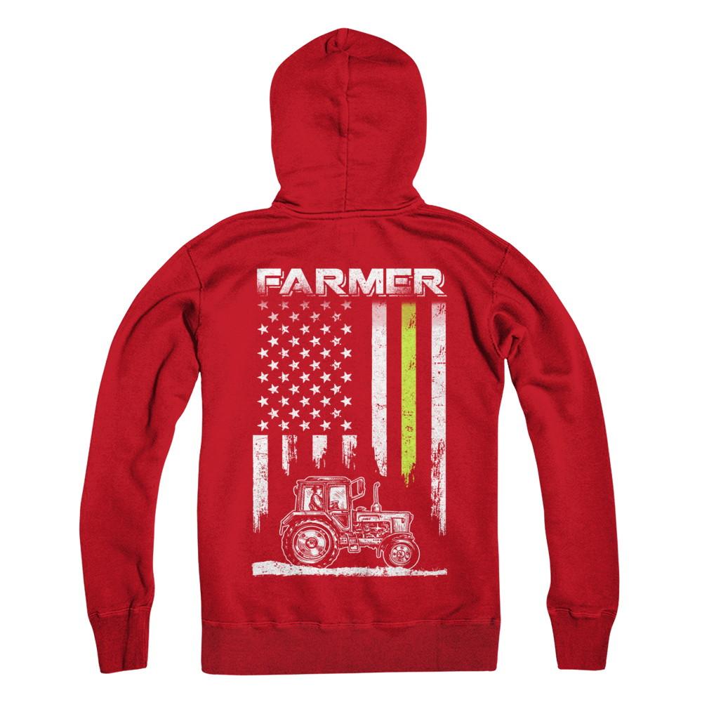 Farmer Patriotic American Flag-T-Shirt & Hoodie-Pullover Hoodie-Red