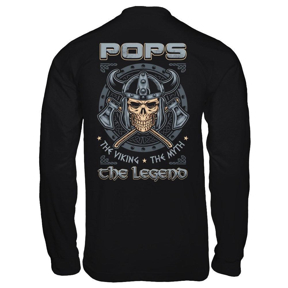 Pops The Viking The Myth The Legend-T-Shirt & Hoodie-Long Sleeve T-Shirt-Black
