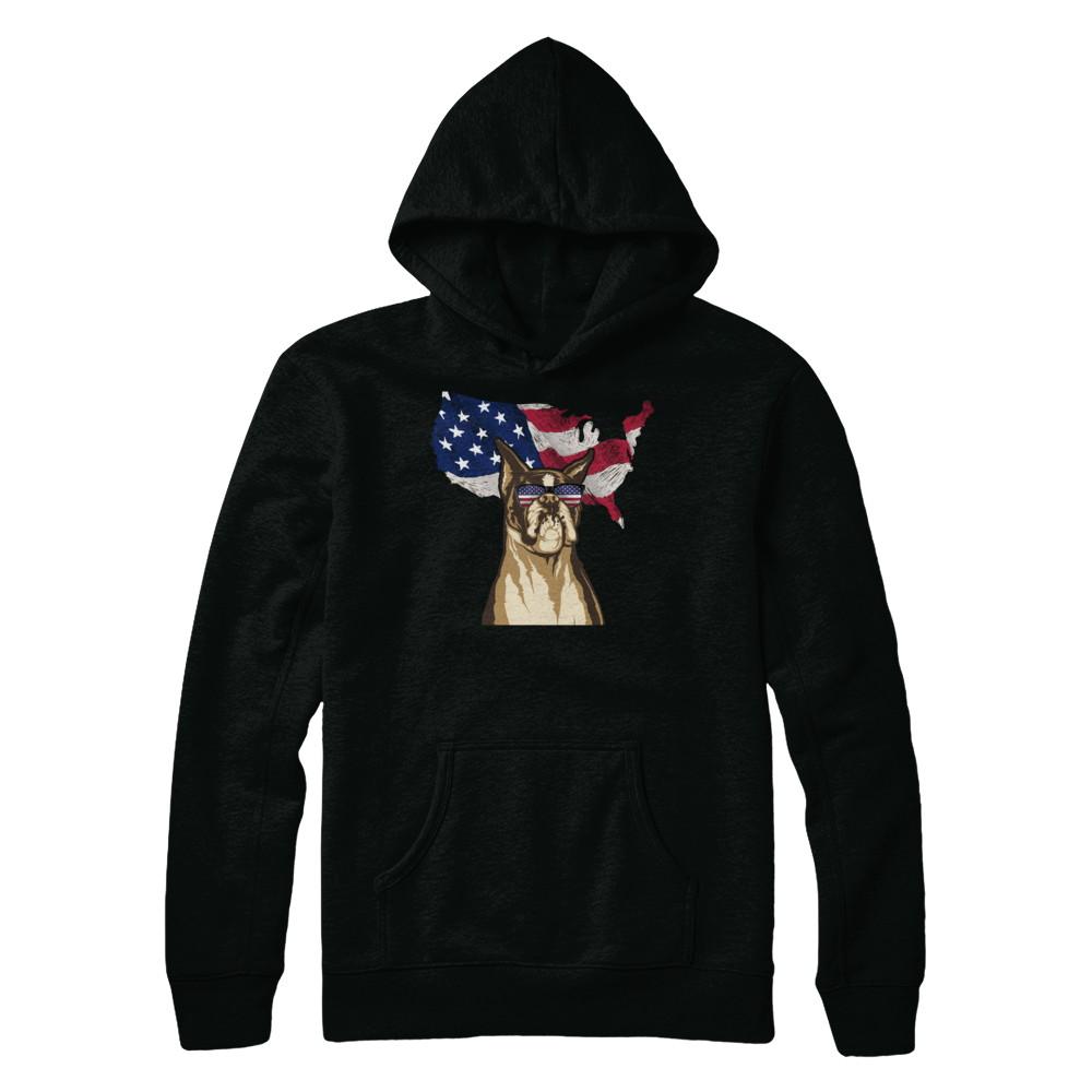 Funny Patriot Boxer Dog 4Th Of July American Flag-T-Shirt & Hoodie-Pullover Hoodie-Black