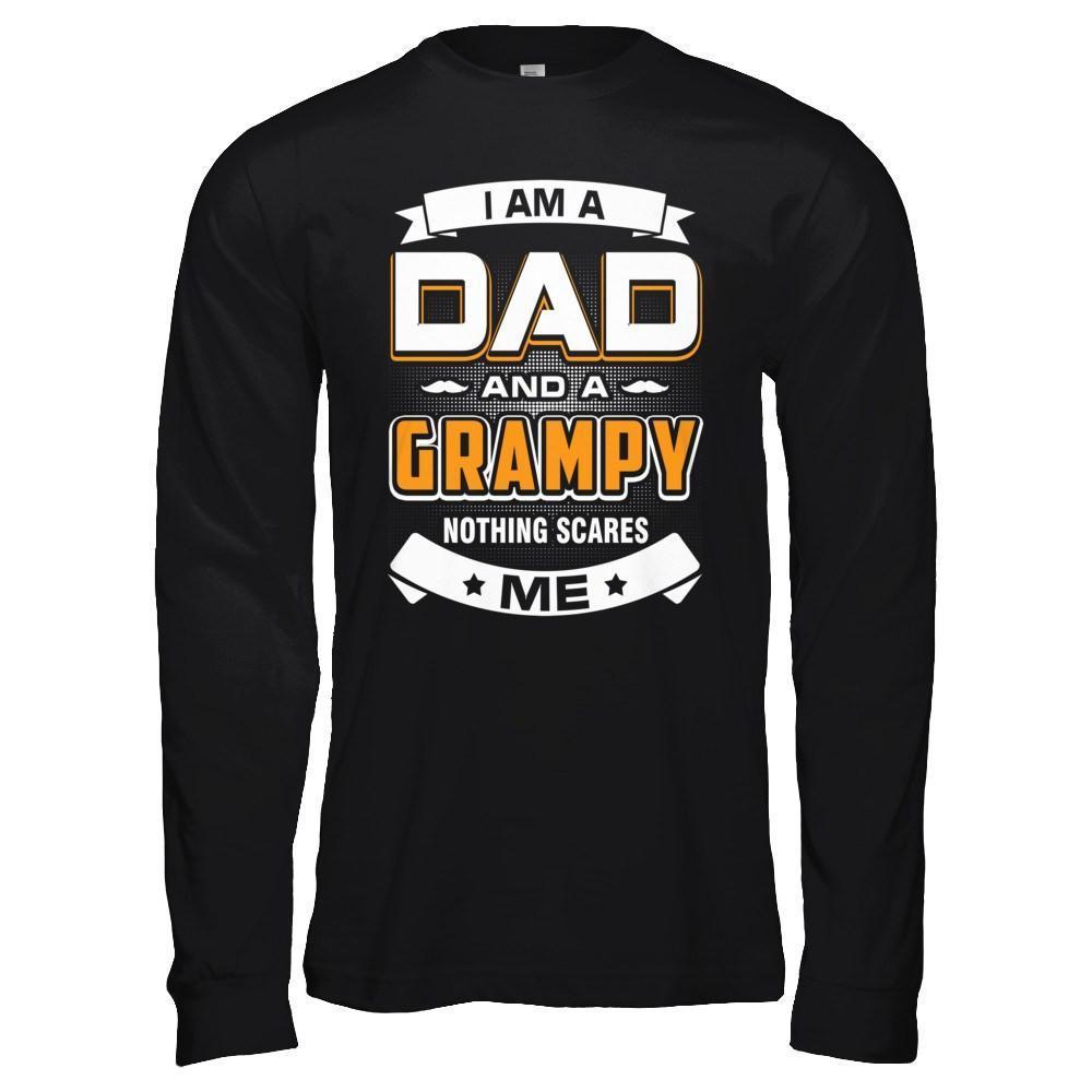 I Am A Dad And A Grampy Nothing Scares Me-T-Shirt & Hoodie-Long Sleeve T-Shirt-Black