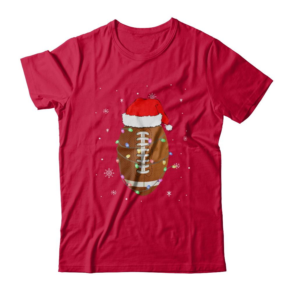 Santa Hat Football Christmas Gifts-T-Shirt & Sweatshirt-Classic T-Shirt-Red