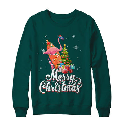 Flamingo Christmas Gift Merry Christmas Flamingo-T-Shirt & Sweatshirt-Crewneck Sweatshirt-Deep Forest