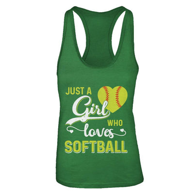 Just A Girl Who Loves Softball-T-Shirt & Tank Top-Women's Ideal Racerback Tank-Kelly Green