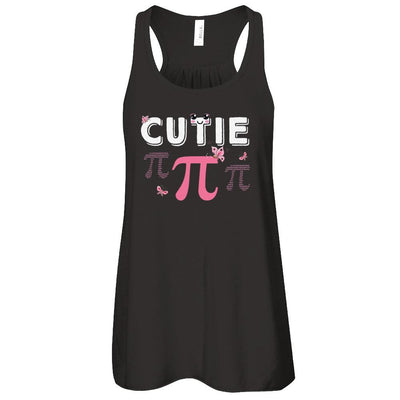 Cutie Pi Cute Math Pun Happy Pi Day-T-Shirt & Tank Top-Women's Flowy Racerback Tank-Black