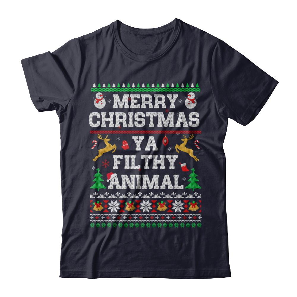 Merry Christmas Filthy Animal Ugly Sweater-T-Shirt & Sweatshirt-Premium T-Shirt-Midnight Navy