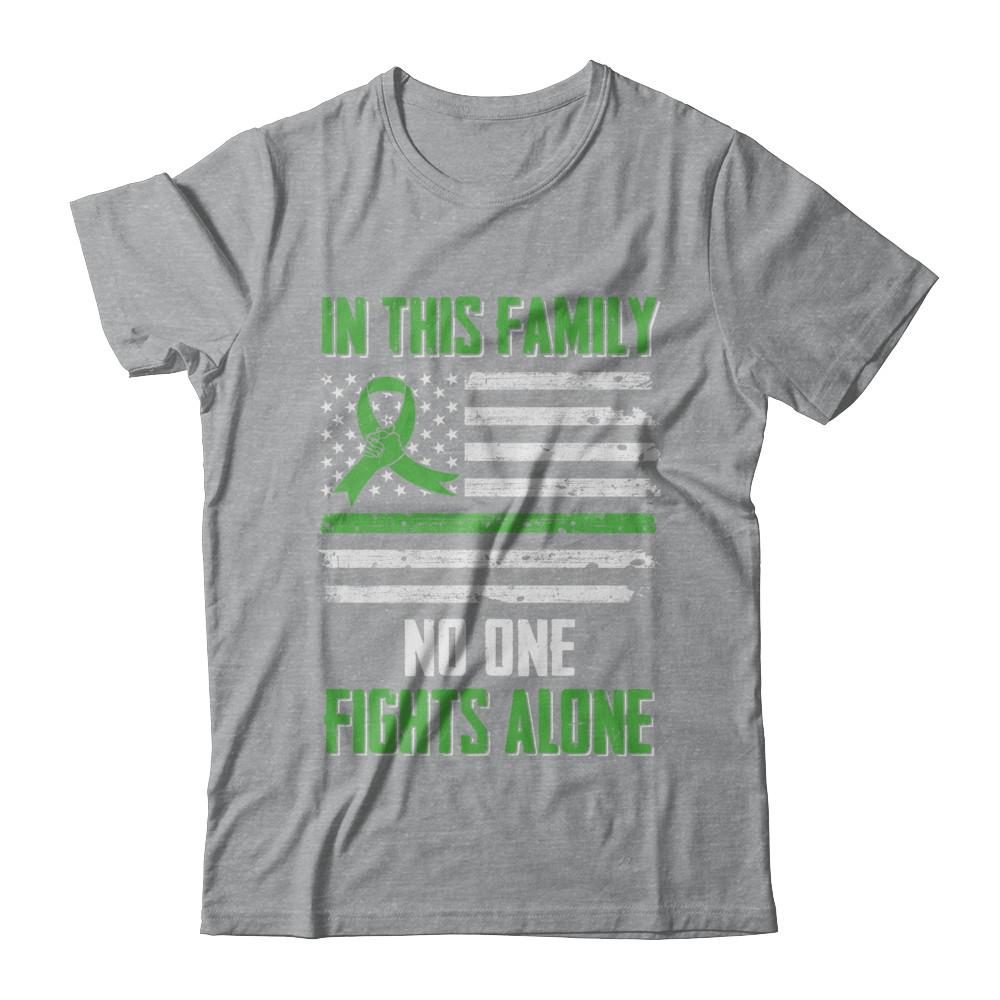 In This Family No One Fights Alone Liver Cancer Green-T-Shirt & Hoodie-Classic T-Shirt-Sport Grey