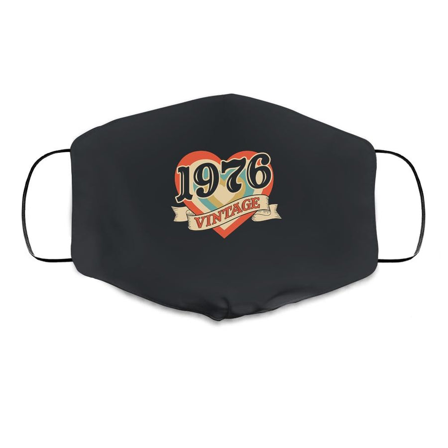 45th Birthday Gifts Classic Retro Heart Vintage 1976 Cloth Face Mask-Cloth Face Mask-Cloth Face Mask-Black