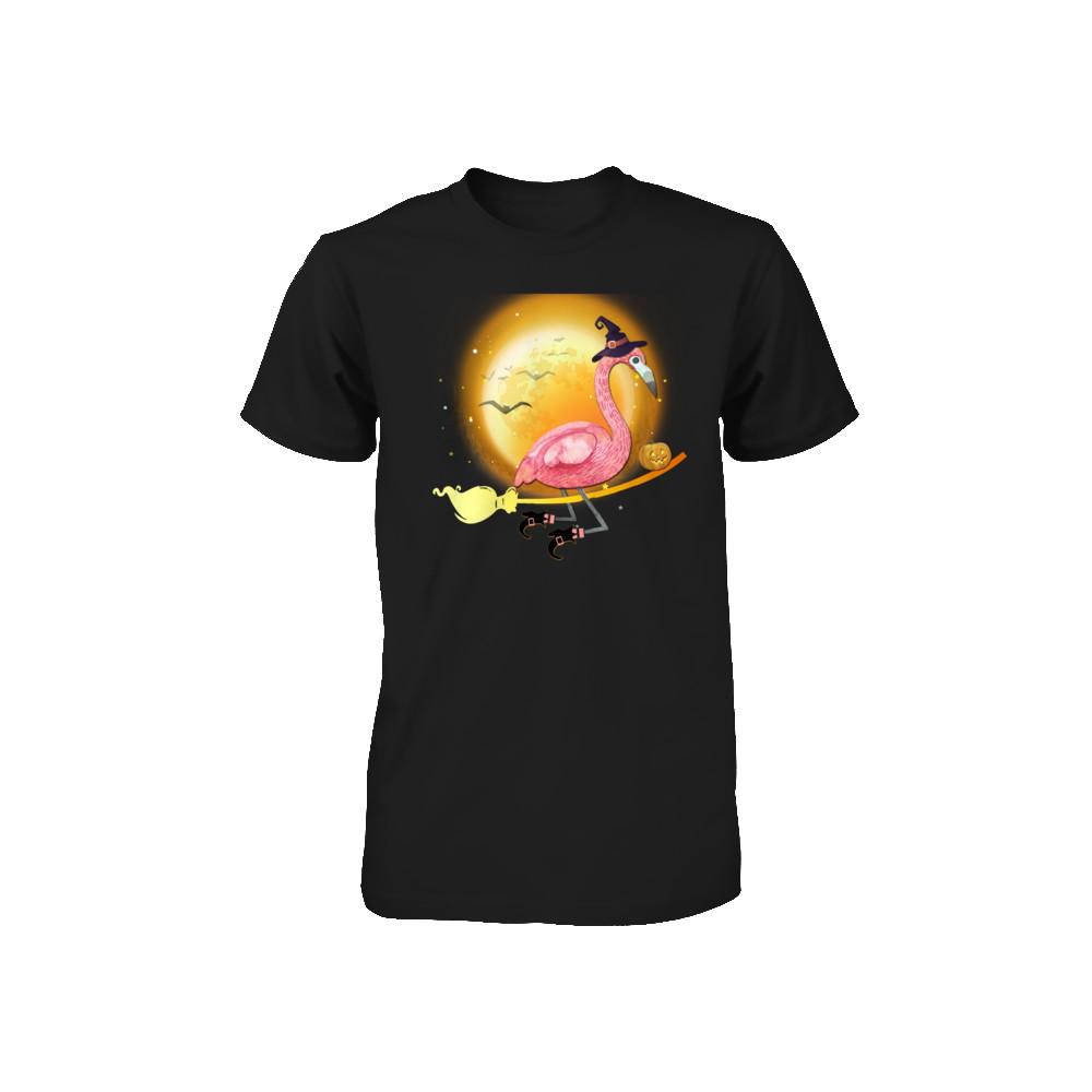 Funny Halloween Flamingo Witch Broom Scary Youth-Youth Shirt-Toddler T-Shirt-Black