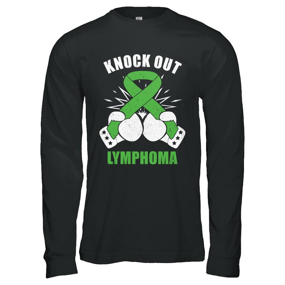 Boxing knock out Lymphoma Awareness Support-T-Shirt & Hoodie-Long Sleeve T-Shirt-Black