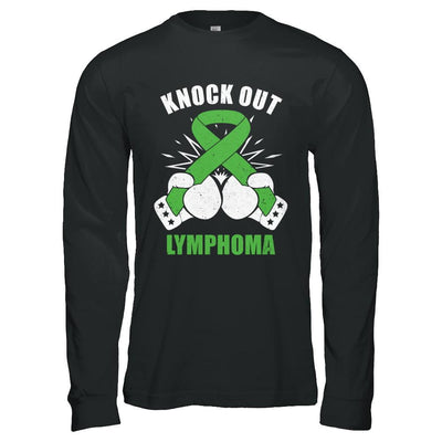 Boxing knock out Lymphoma Awareness Support-T-Shirt & Hoodie-Long Sleeve T-Shirt-Black