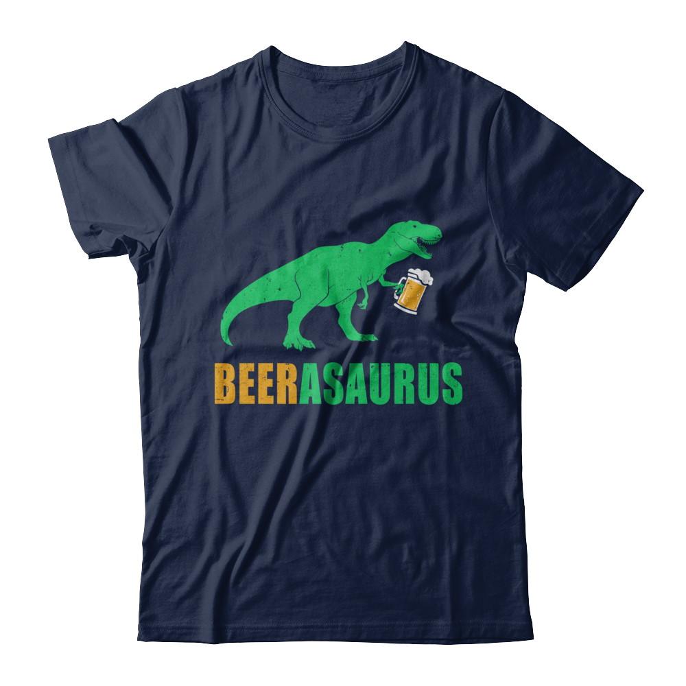 Beerasaurus Funny International Beer Day Dinosaur Gift-T-Shirt & Hoodie-Classic T-Shirt-Navy