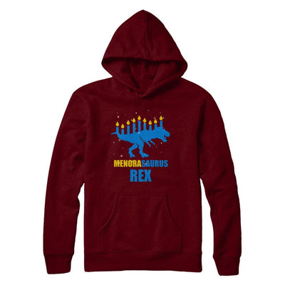 Hanukkah Dinosaur Tyrannosaurus Rex Menorah Menorasaurus-T-Shirt & Sweatshirt-Pullover Hoodie-Maroon