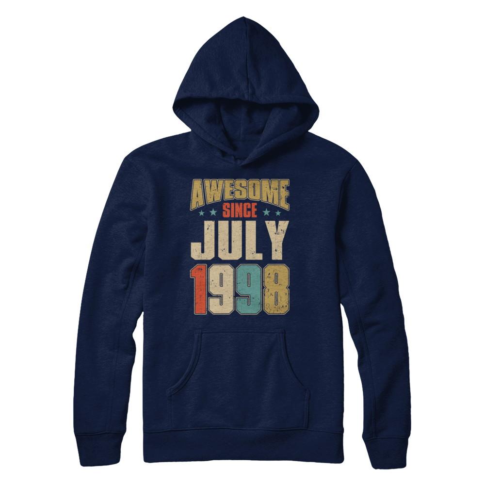 Vintage Retro Awesome Since July 1998 23th Birthday-T-Shirt & Hoodie-Pullover Hoodie-Navy