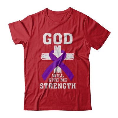 God Will Give Me Strength Purple Violet Awareness Ribbon Gift-T-Shirt & Hoodie-Classic T-Shirt-Red