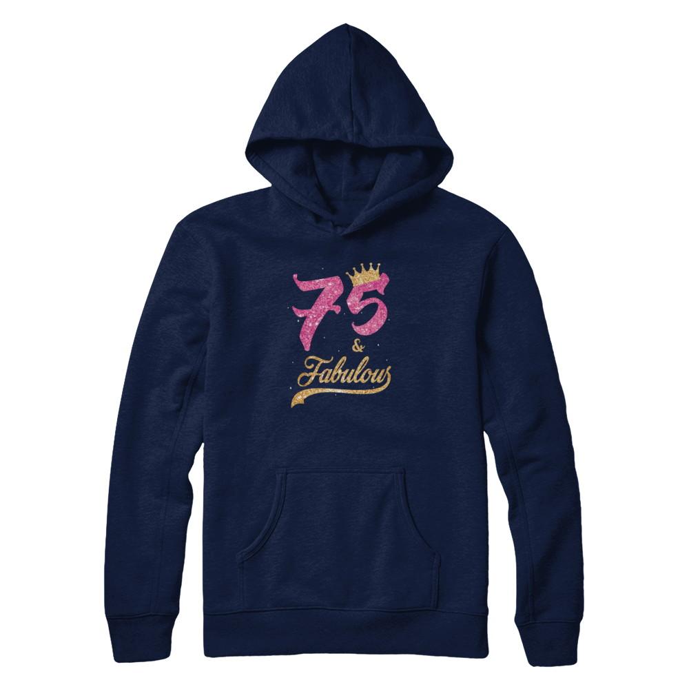 75 And Fabulous 1946 75th Birthday Gift-T-Shirt & Tank Top-Pullover Hoodie-Navy