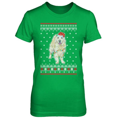 Golden Retriever Christmas Ugly Sweater Lights Dog Xmas Gift-T-Shirt & Sweatshirt-Women's T-Shirt-Irish Green