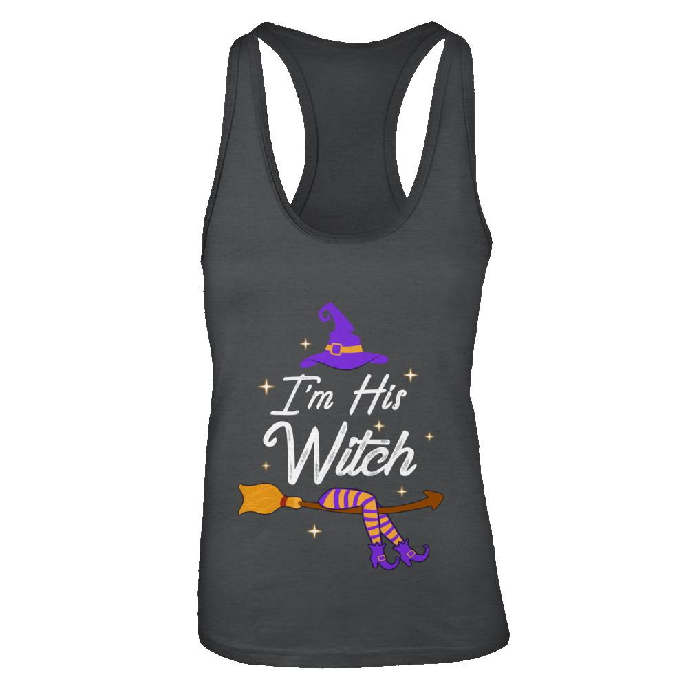I'm His Witch Matching Boyfriends Husband Halloween-T-Shirt & Tank Top-Women's Ideal Racerback Tank-Black