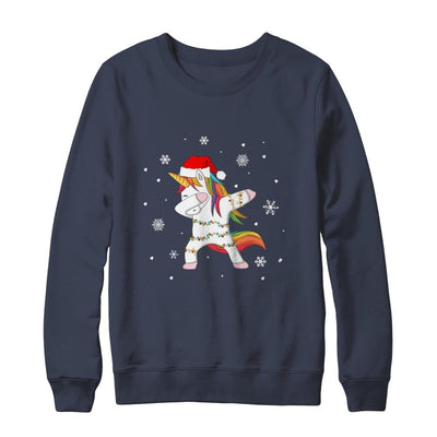 Dabbing Unicorn Ugly Christmas Sweater Girls-T-Shirt & Sweatshirt-Crewneck Sweatshirt-Navy