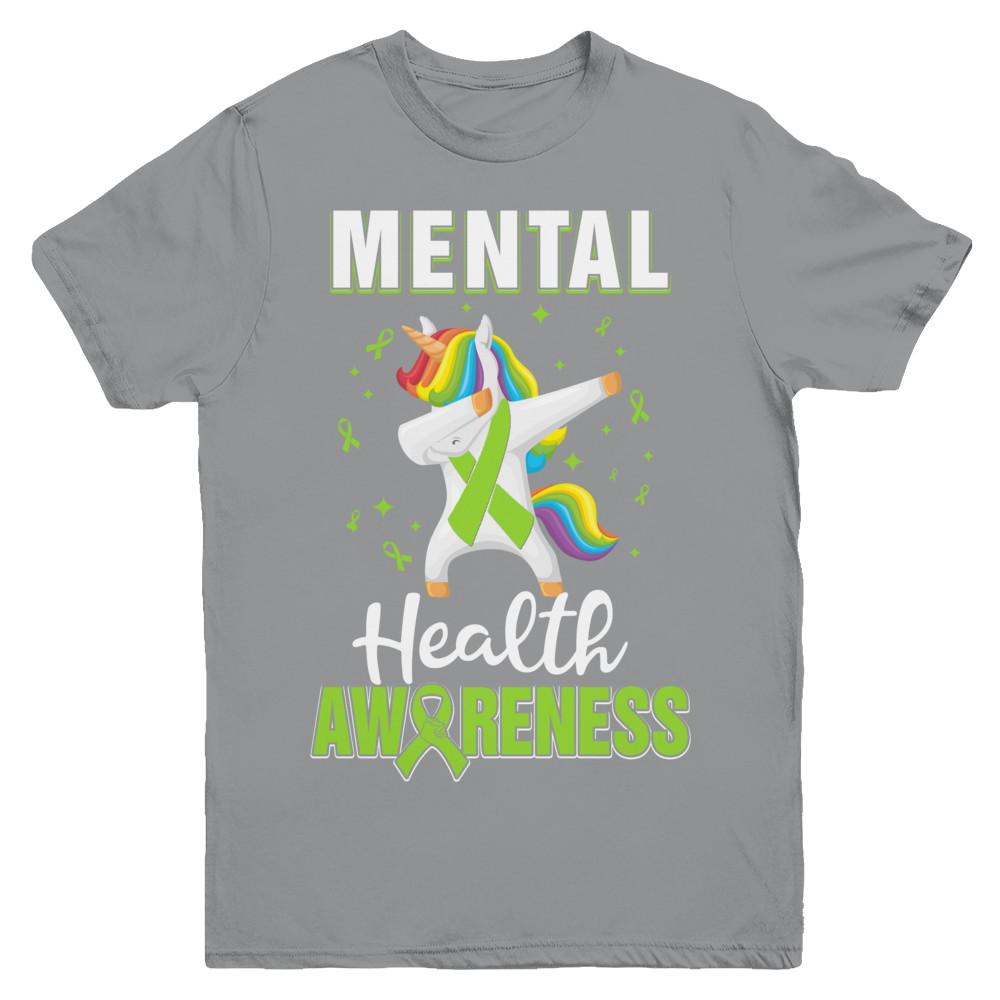 Inspirational Mental Health Awareness Unicorn Support Youth-Youth Shirt-Youth T-Shirt-Sport Grey