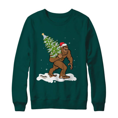 Bigfoot Christmas Tree Boys Men Sasquatch Santa Gift-T-Shirt & Sweatshirt-Crewneck Sweatshirt-Deep Forest