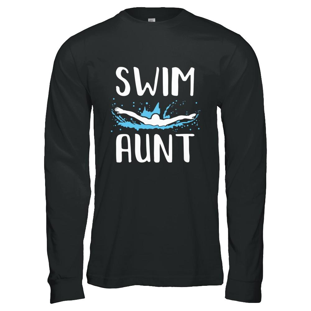 Swim Aunt Funny Swimming Birthday Gift-T-Shirt & Hoodie-Long Sleeve T-Shirt-Black